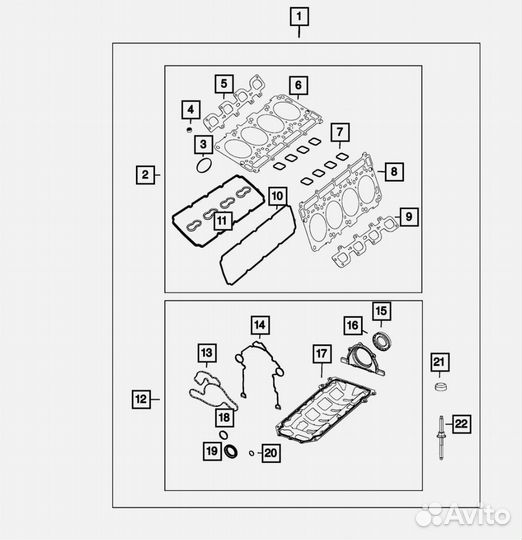 Комплект прокладок двигателя srt hemi 5,7 6,2 6,4