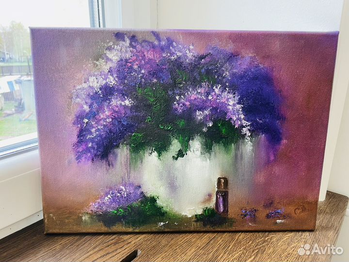 Картина маслом: Сиреневый букет