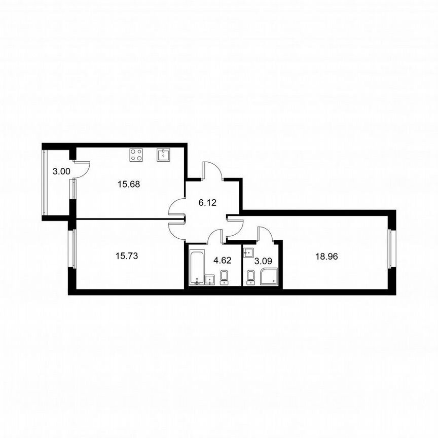 2-к. квартира, 65,7 м², 1/9 эт.