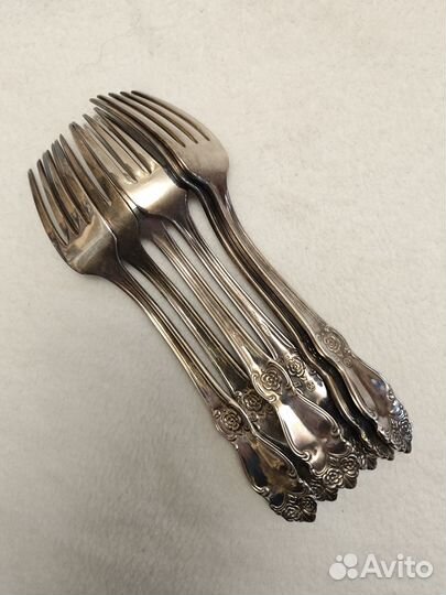 Вилки в коробке мнц, посеребрение. 6 шт