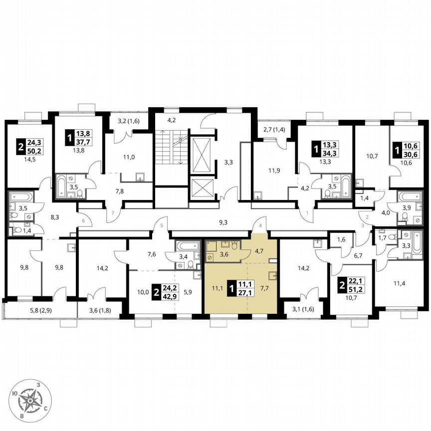 Квартира-студия, 27,1 м², 6/24 эт.