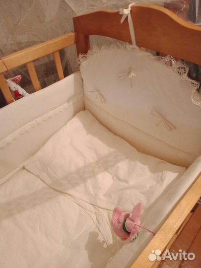 Кроватка,матрас,постельное белье(3в1)