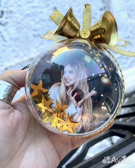 Новогодний подарок шар с фото