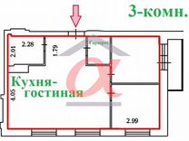 3-к. квартира, 55 м², 3/16 эт.