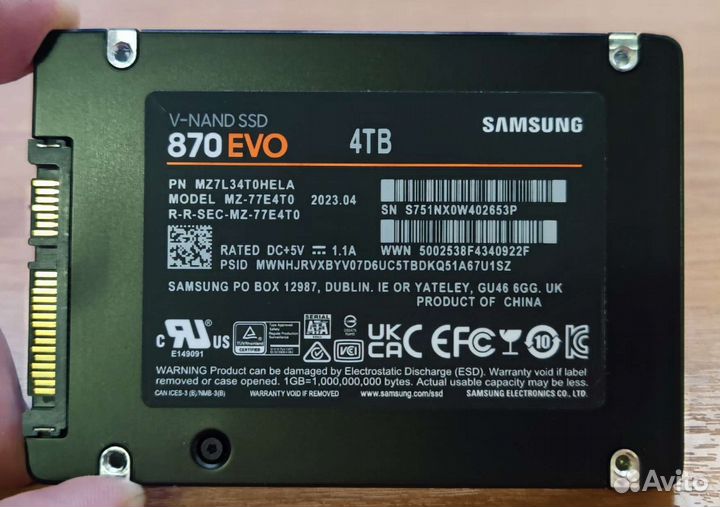 SSD диск Samsung 870 EVO 4TB MZ-77E4T0B