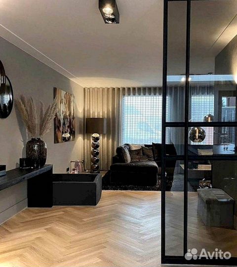 Раздвижная перегородка с матовым стеклом