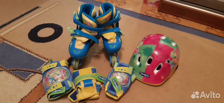 Роликовые коньки, набор: защита, шлем