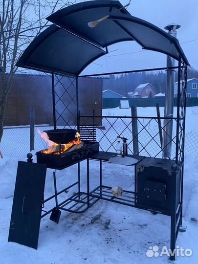 Мангал лофт с крышей