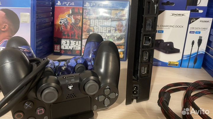 Sony ps4 slim чёрная + игры Ps4