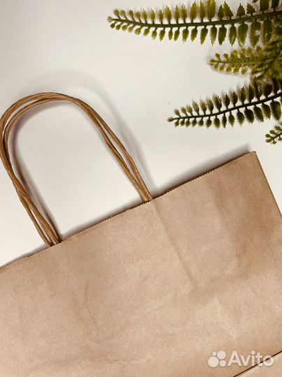 Крафтовые пакеты с кручёными ручками