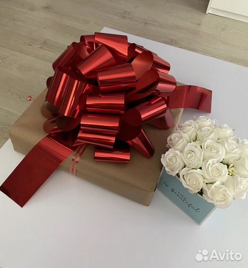 Большой Бант для подарка красный 36 см