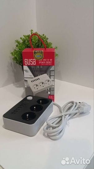 Удлинитель (6 USB мест + 3 розетки)