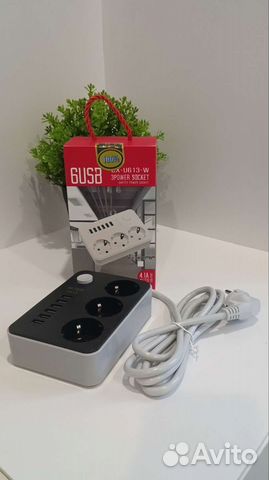 Удлинитель (6 USB мест + 3 розетки)