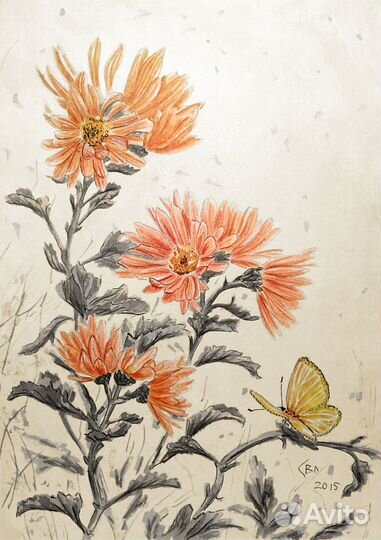 Цветочные картины акварелью