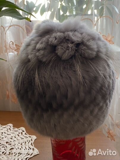 Шапка новая вязаная из кролика «рекс»