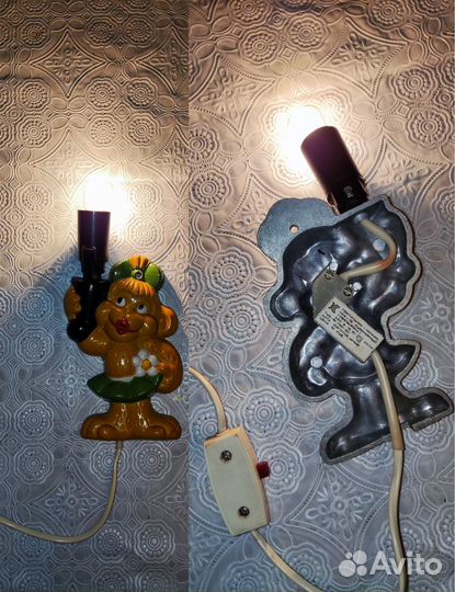 Бра-светильник-ночник СССР Обезьянка Алюминий