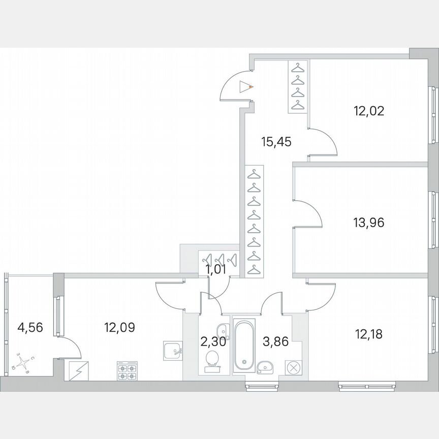 3-к. квартира, 75,2 м², 4/5 эт.