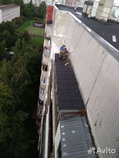 Устранение протечек козырьков и крыш над балконами