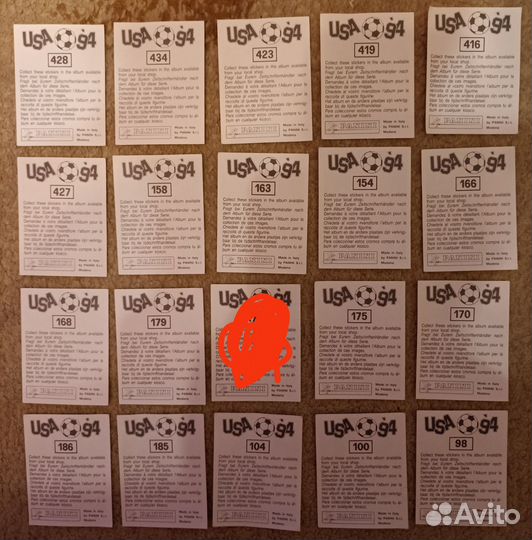 Наклейки panini чм 1994 Футбол