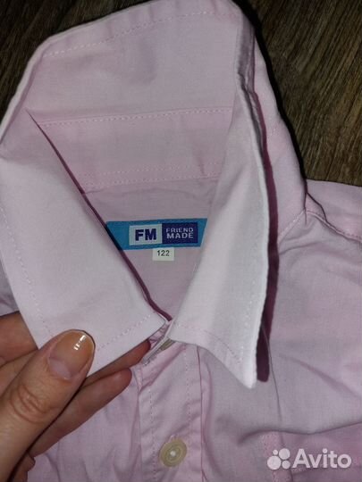 Рубашка детская 122 школьная розово-пастельная