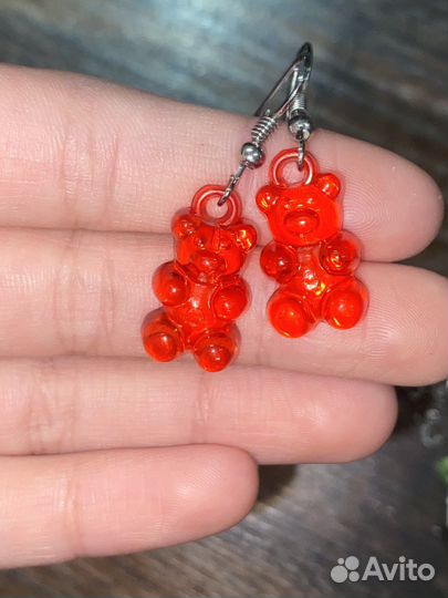 Сережки + ожерелье с мишками