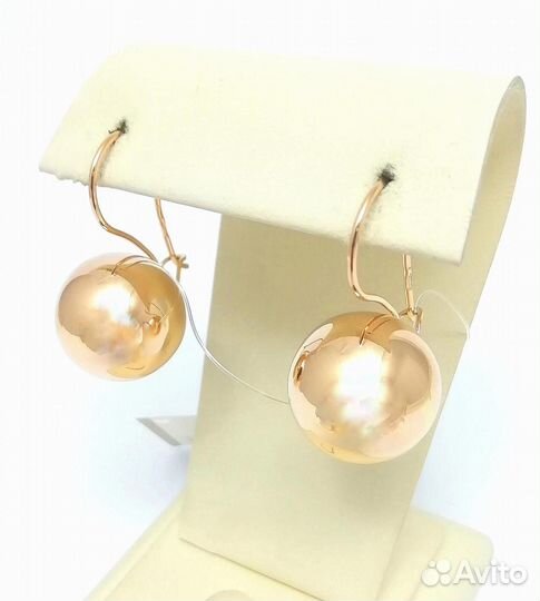 Золотые серьги шары, гладкие, французский замок, вес 5,00г
