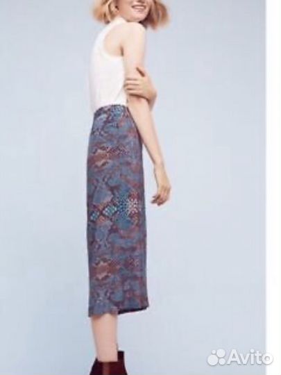 Юбка макси змеиный принт шифон xs