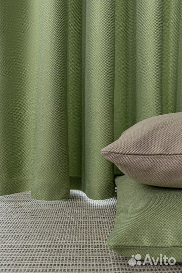 Комплект портьер рогожка Орфей Лайм шторы