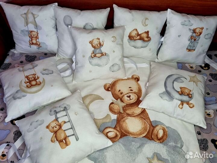 Бортики 12шт+ одеяло+ простынь