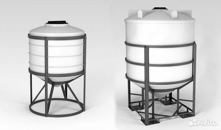 Емкость пластиковая конусная с полным сливом