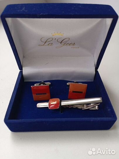 Комплект запонки и зажим для галстука