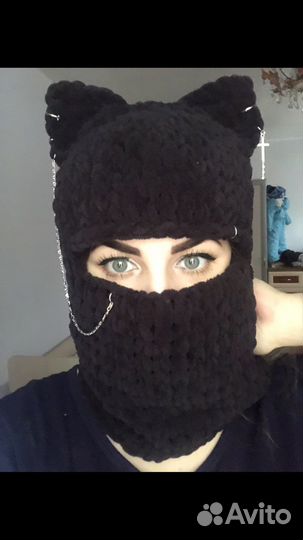Балаклава кошечка утепленная флисом