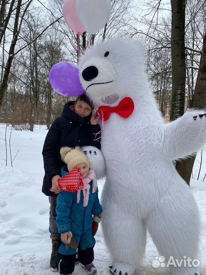 Ростовая кукла,белый мишка для аниматора 2 метра