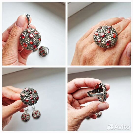 Серебряный комплект с гранатами