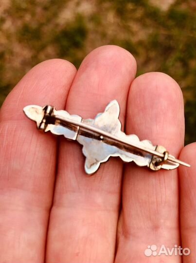 Брошь Стерлинг Антик Богемские гранат