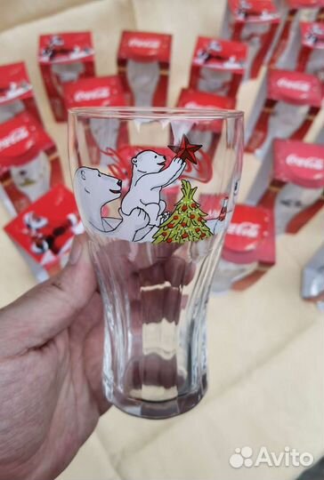 Стаканы стекло кока кола новогодние мишки