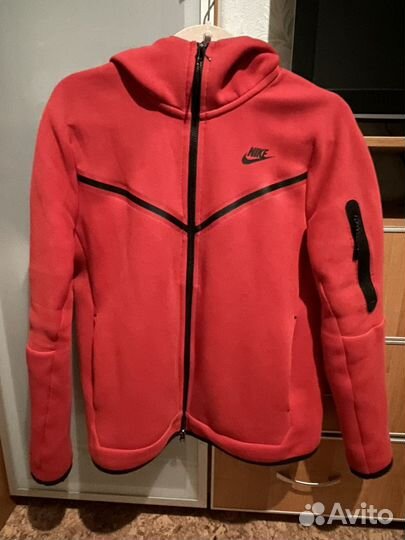 Кофта nike tech fleece красная найк теч флис