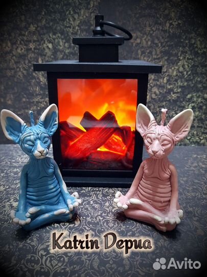 Восковая свеча кот сфинкс медитирующий