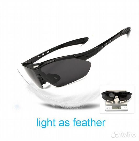 Спортивные очки, в кейсе, 5 линз, новые