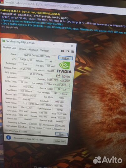 Видеокарта RTX 3050 /8gb /Palit Dual