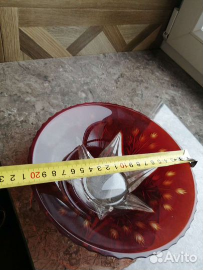 Вазочка, конфетница СССР цветное стекло