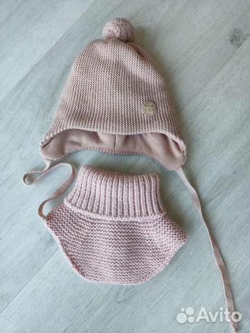 Комплект шапка, шарф 3-6 месяцев