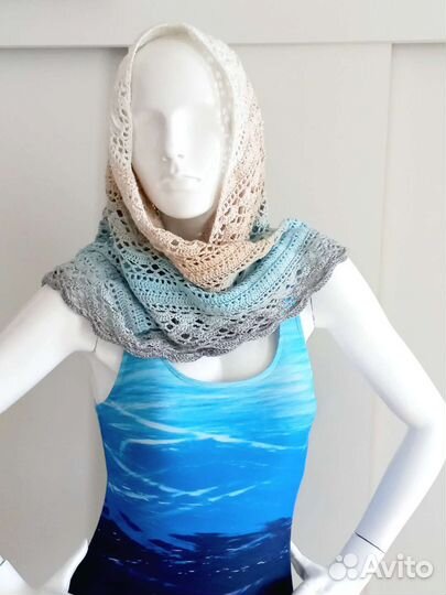 Летняя накидка платок бактус из хлопка