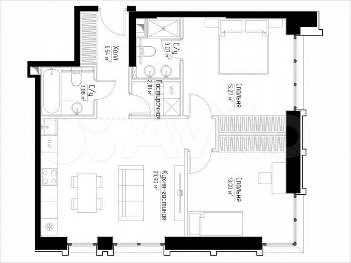 2-к. квартира, 65,7 м², 10/46 эт.