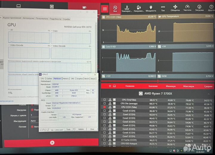 Игровой пк ryzen 7 5700x + RTX 3070