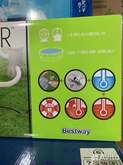 Водонагреватель проточный для бассейна,Тент,Насос