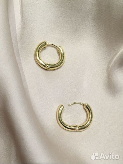 Серьги кольца с сердцем