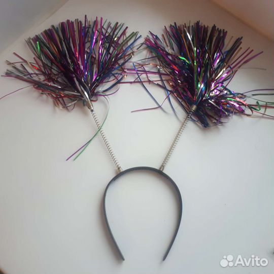 Ободок новогодний с мишурой