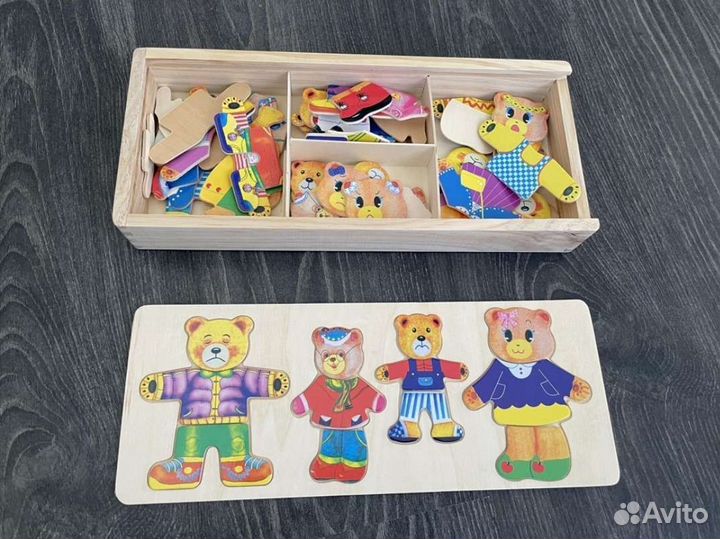Пазлы Мишки для малышей деревянные