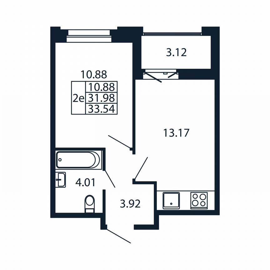 2-к. квартира, 35,1 м², 6/12 эт.